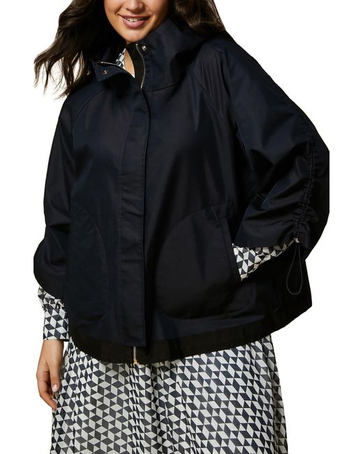 Marina Rinaldi Black Water Resistant Twill Rain Coat