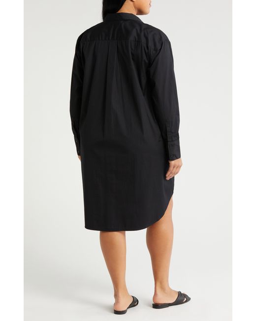 Nordstrom Black Long Sleeve High-low Shirtdress