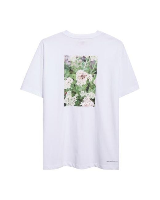 Sky High Farm White Gender Inclusive Flower Logo Regenerative Cotton Graphic T-Shirt for men