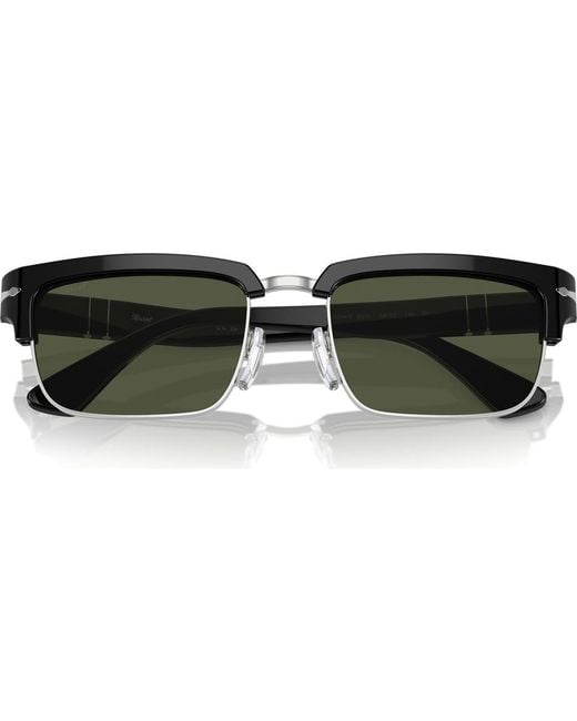 Persol Black Italian Rectangular Acetate Sunglasses for men