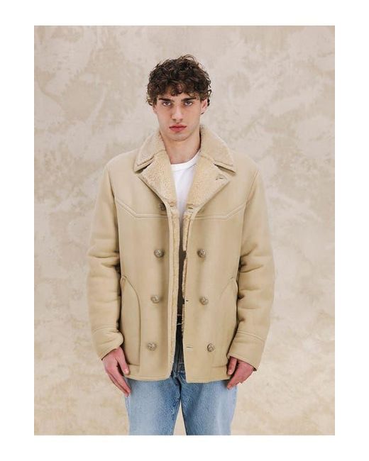 Fortela Natural Shearling Double Breasted Jacket for men