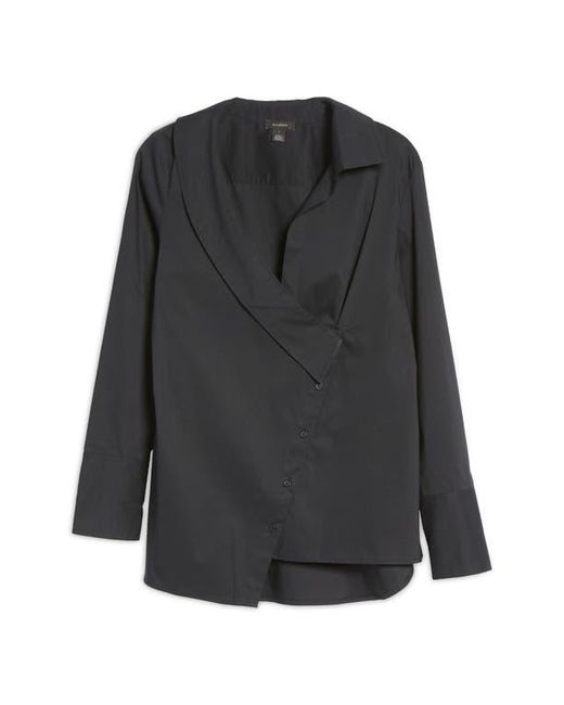 Halogen® Black Asymmetric Button-Up Blouse