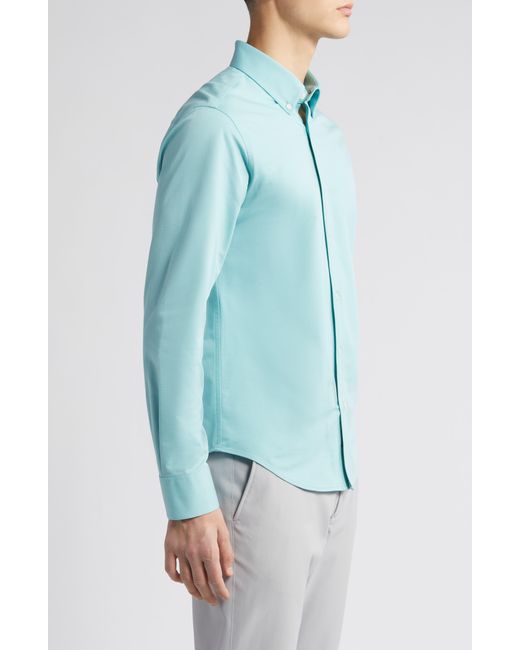 Mizzen+Main Blue Mizzen+main Ellis Solid Knit Button-down Shirt for men