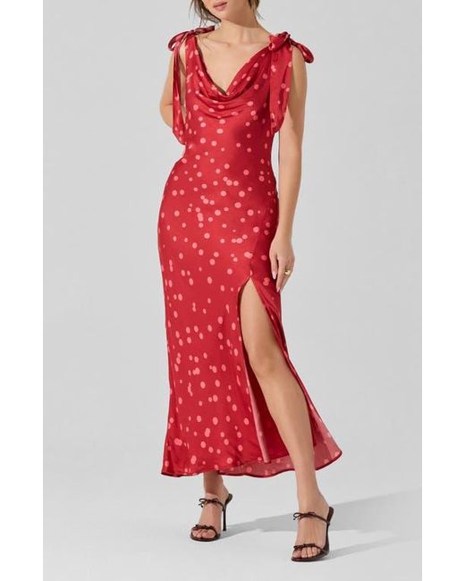 Astr Red Allexina Tie Shoulder Maxi Dress