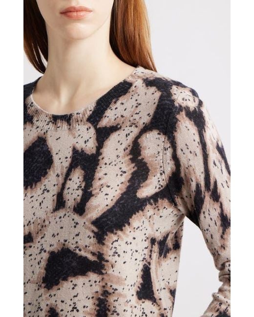 NIC+ZOE Brown Abstract Animal Print Supersoft Sweater