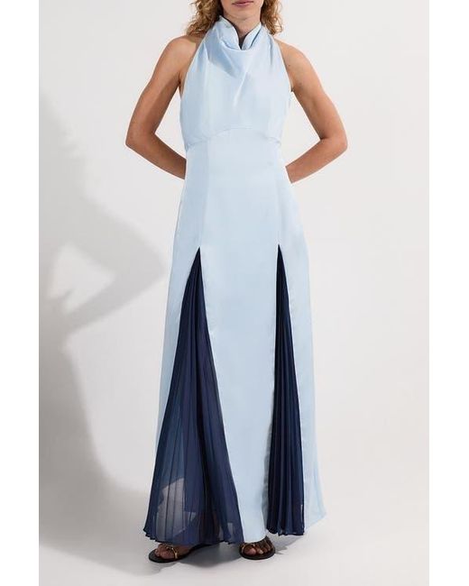 Karen Millen Blue Woven Satin Maxi Dress