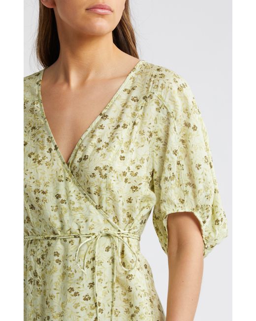 Madewell Multicolor Floral Puff Sleeve Wrap Front Dress
