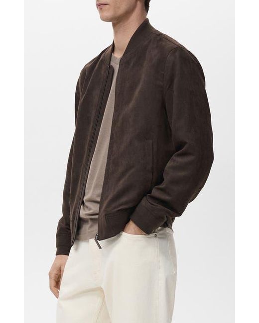 Mango Black Faux Suede Bomber Jacket for men
