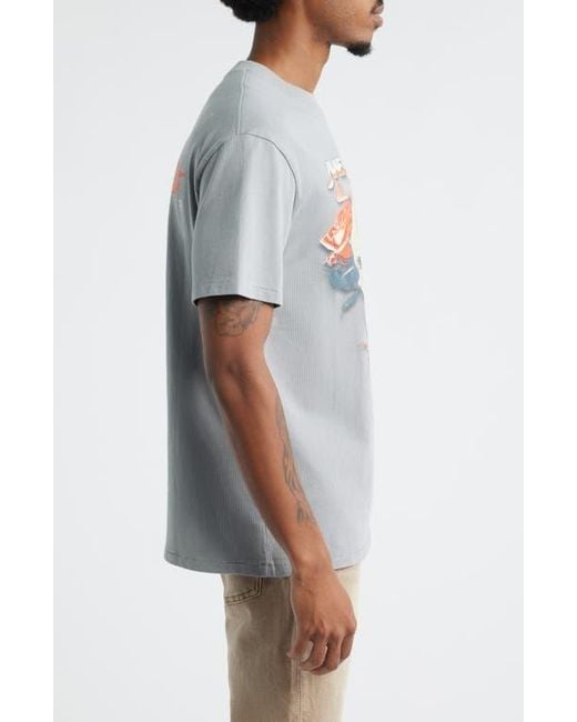 Memory Lane Gray Skull Roses Cotton Graphic T-Shirt for men