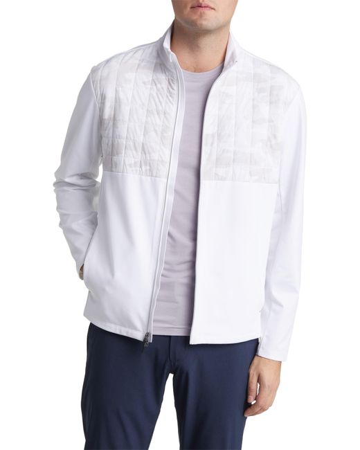 Johnnie-o White Godwin Mixed Media Quilted Knit Zip Jacket for men