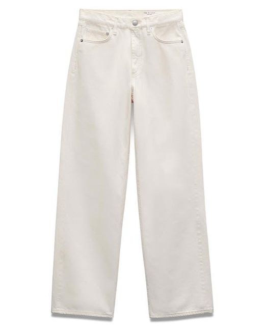 Rag & Bone White Shea High Waist Relaxed Straight Leg Jeans