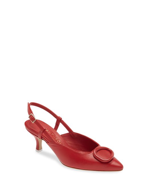 Beautiisoles Amber Slingback Pointed Toe Pump in Red | Lyst