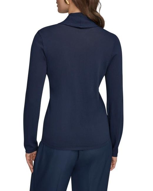 Donna Karan Blue Drape Neck Sweater