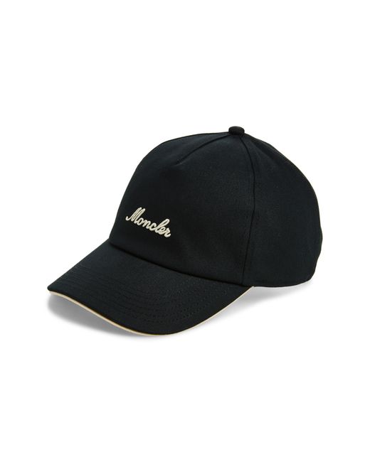 Moncler Black Logo Embroidered Adjustable Baseball Cap for men