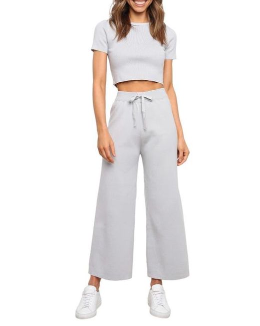 Petal & Pup Gray Ayers Crop Sweater & Wide Leg Pants Set