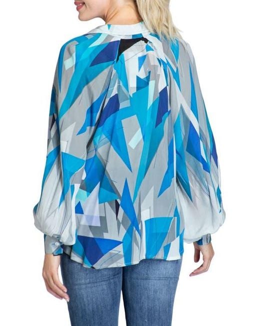 Apny Blue Half Placket Top