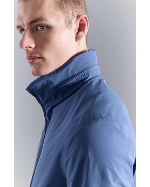 Mango Blue Waterproof Zip Front Jacket for men