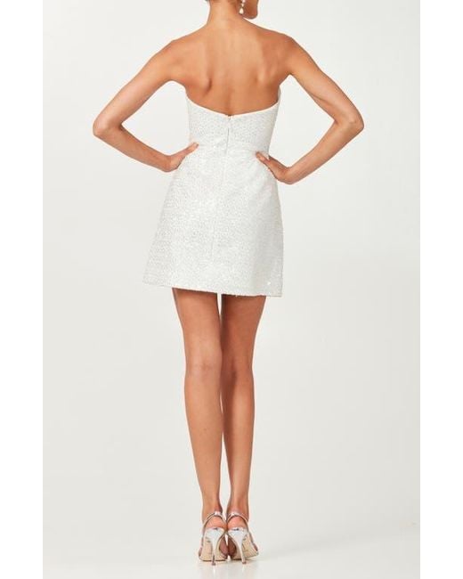 HELSI Frida Floral Appliqu Sequin Strapless Cocktail Minidress in White |  Lyst