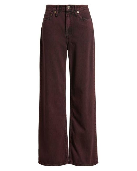 Rag & Bone Red Featherweight Logan Mid Rise Wide Leg Jeans
