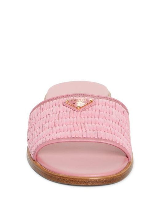 Prada Pink Raffia Slide Sandal