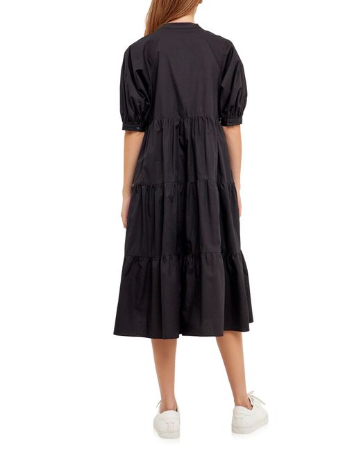 English Factory Black Puff Sleeve Dress