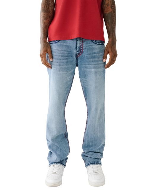 True Religion Blue Ricky Super T Flap Straight Leg Jeans for men