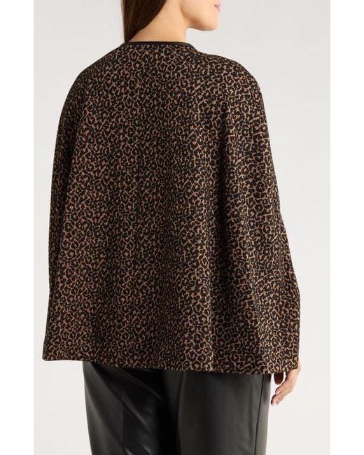 Kasper Brown Leopard Jacquard Cape