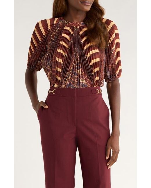 Ulla Johnson Red Dafne Pleated Top
