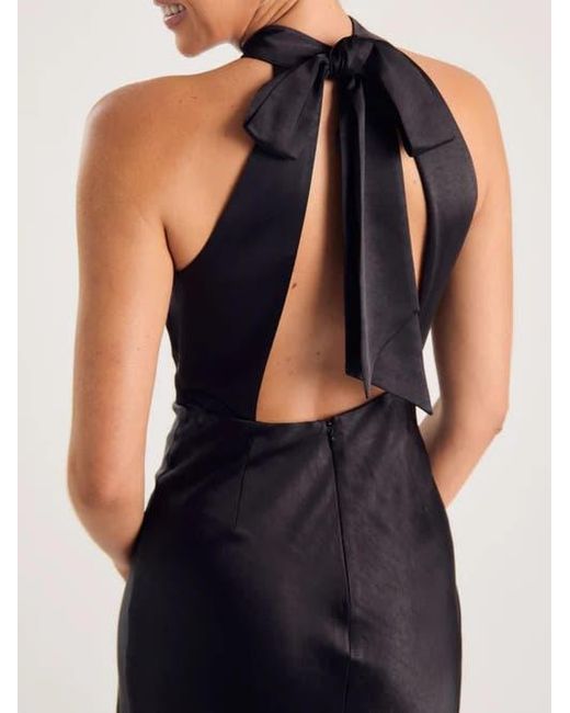 Six Stories Blue Halter Neck Satin Bridesmaid Dress