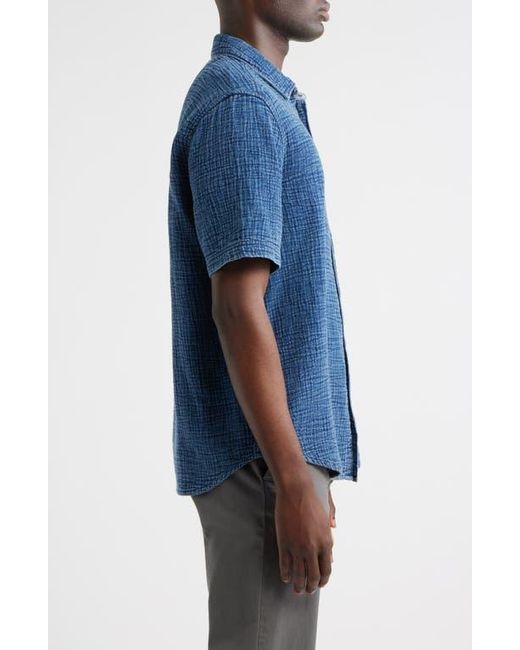 Tommy Bahama Blue Beachside Cruiser Crinkled Short Sleeve Cotton Button-Up Shirt for men