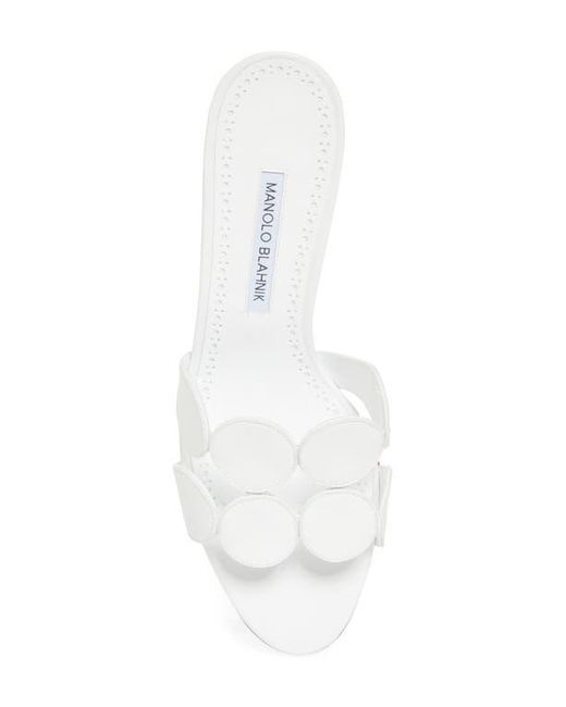 Manolo Blahnik White Haribalmu Kitten Heel Sandal