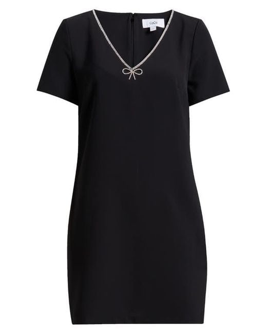Cece Rhinestone Bow Short Sleeve Sheath Dress in Black Lyst