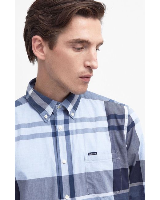 Barbour Blue Harris Tailored Fit Plaid Cotton Button-down Shirt for men