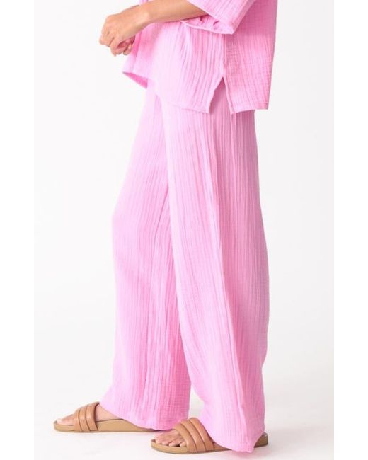 Electric and Rose Pink Cotton Gauze Cover-Up Pants