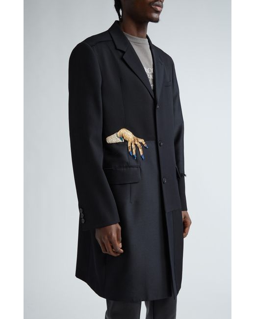 Undercover Black Beaded & Embroidered Hand Coat for men