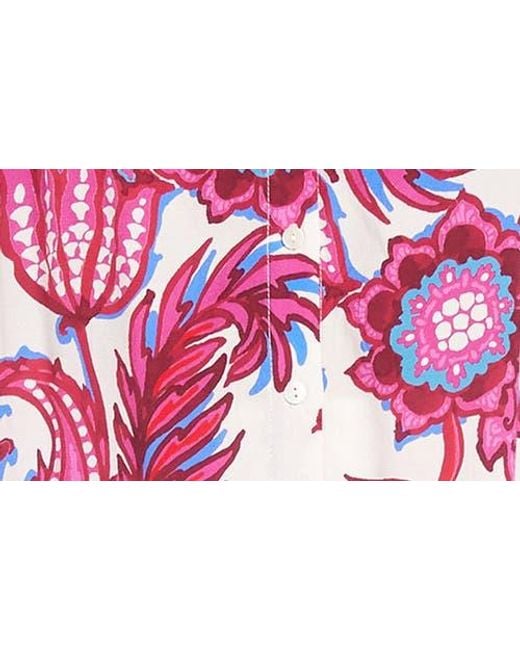 Karen Kane Red Print Peasant Top