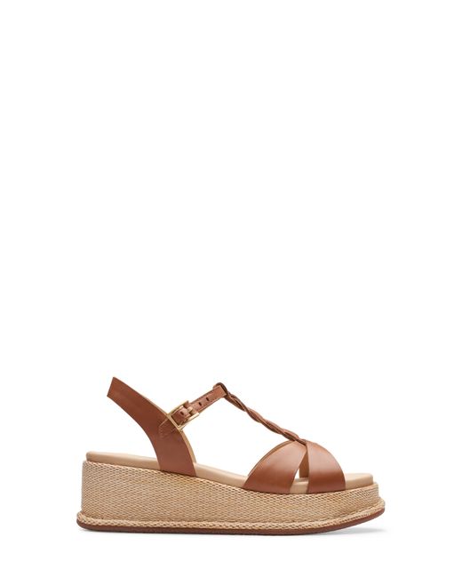 Clarks Brown Clarks(r) Kimmei Twisted Ankle Strap Platform Wedge Sandal