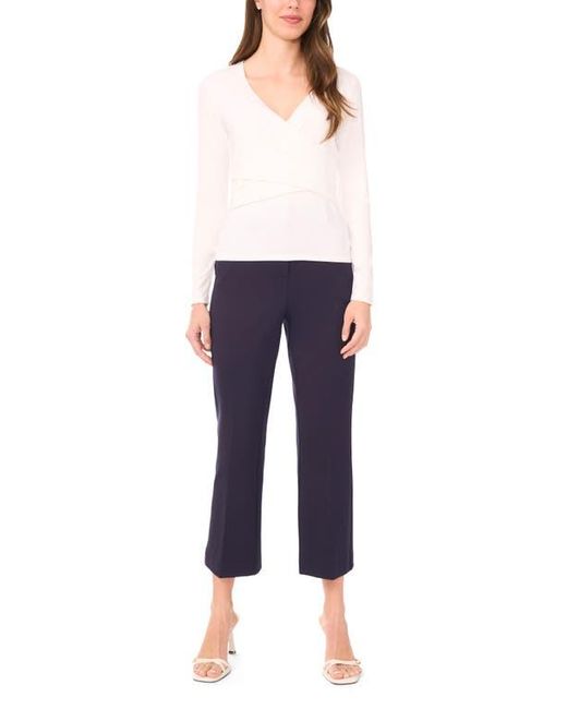 Halogen® White Long Sleeve Wrap Top