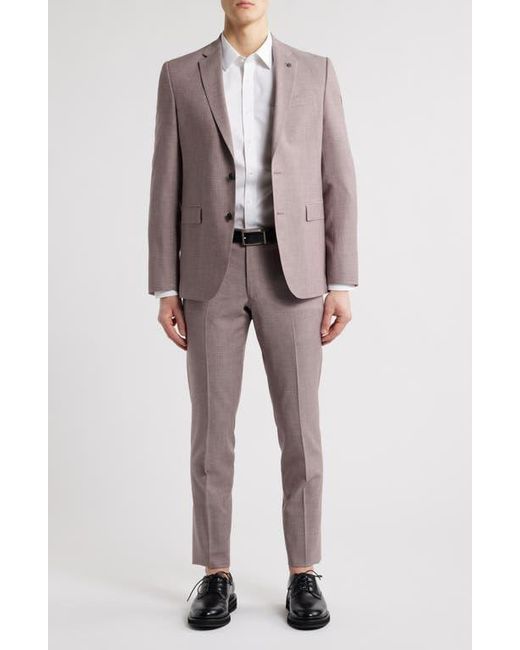 AllSaints Purple Ross Slim Fit Mélange Wool Blend Suit for men