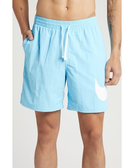 Nike Blue Swoosh 7-inch Swim Trunks for men