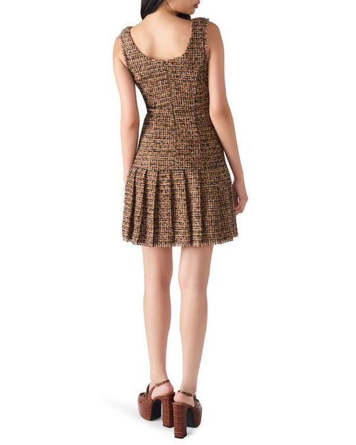 Steve Madden Brown Avie Pleat Detail Tweed Minidress