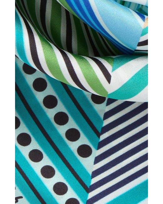 Echo Blue Stripe Vortex Silk Square Scarf