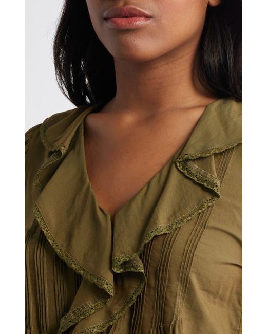 Madewell Green Ruffled Puff-Sleeve Top