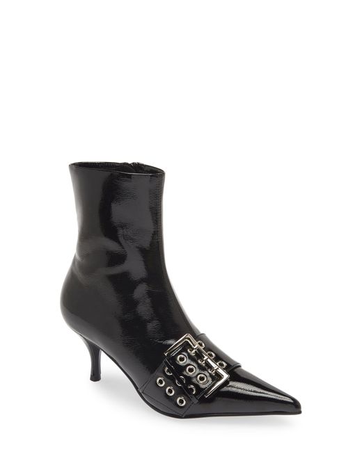 Jeffrey Campbell Black Opera Buckle Accent Pointed Toe Bootie