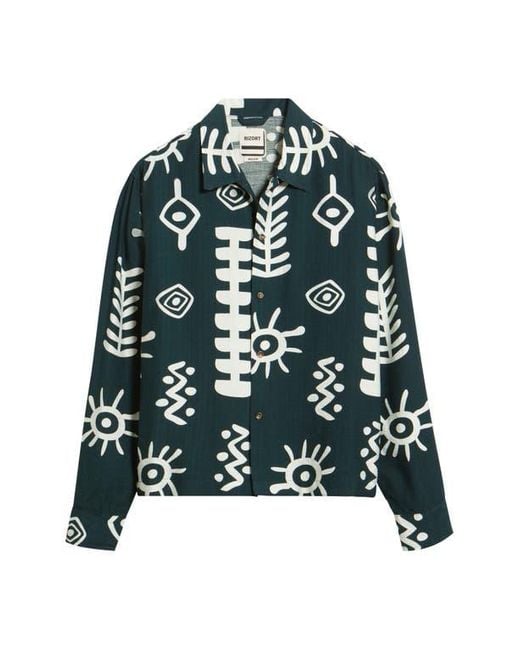 RIZORT Green Mason Abstract Print Button-Up Shirt for men