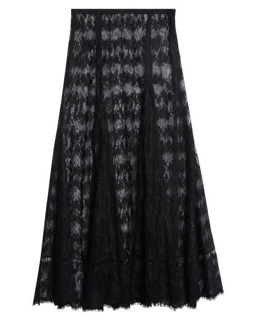 Collina Strada Black Pamela Sheer Lace Midi Skirt