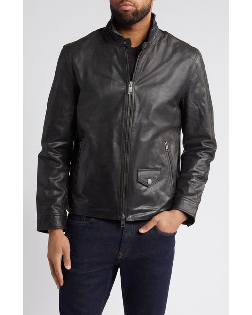 Frye Black Racer Water Repellent Leather Jacket for men
