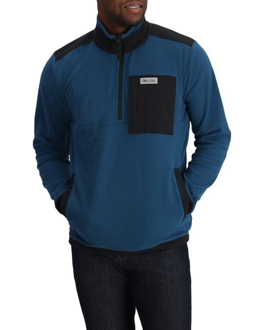 Outdoor Research Blue Trail Mix Colorblock Quarter Zip Pullover for men