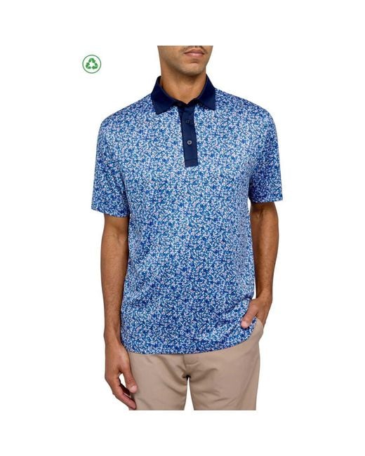 Con.struct Blue Regular Fit Micro Floral Print Recycled Performance Golf Polo for men