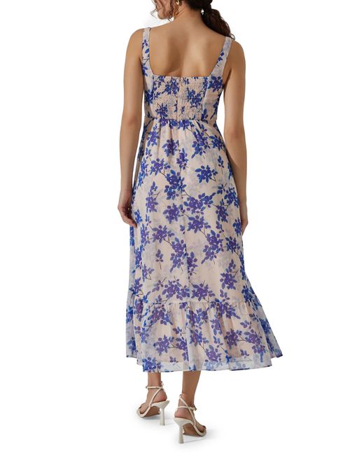 Astr Blue Floral Midi Dress